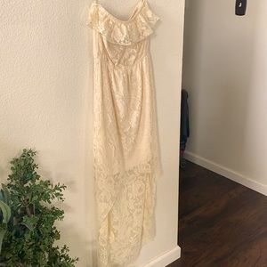 Lace flower design off white dress
